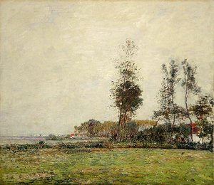 Holland, Landschaft mit Bäumen und Häusern
