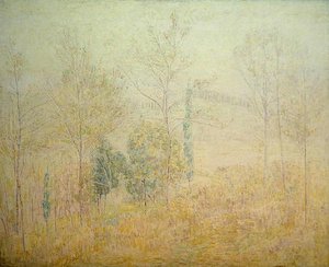 Toskanische Landschaft im frühen Frühling mit grünen Pappeln von Paul Baum