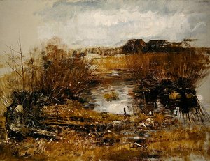 Wasserloch mit Weidensträuchern