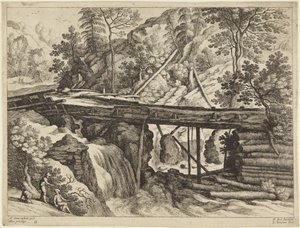 Brücke und Wasserfall von Paul Bril