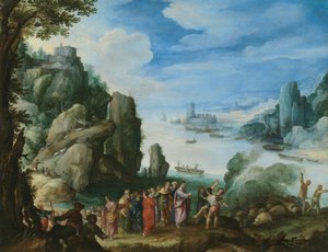 Felsige Landschaft mit Heilung des Besessenen von Paul Bril