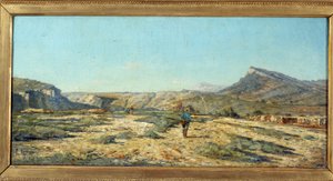 Die Hügel von Allauch Ein Spaziergänger in einer Landschaft der Provence