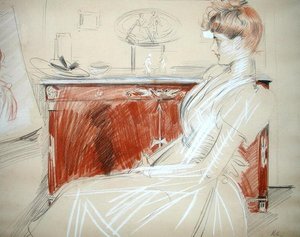 Madame Helleu in ihrem Salon, ca. 1900