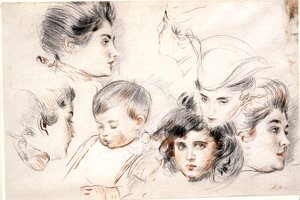 Studien von Köpfen von Paul Cesar Helleu