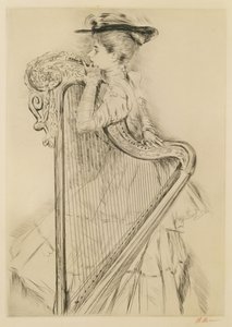 Frau mit Harfe von Paul Cesar Helleu