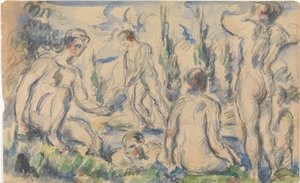 Badende (recto); Landschaft (verso) von Paul Cézanne