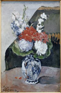Blumenstrauß in einer Delfter Vase von Paul Cézanne