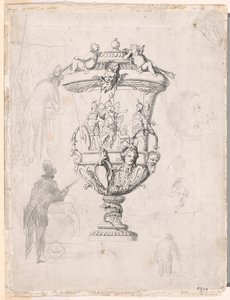 Figurenstudien um eine Gravur einer Zier-Vase von Paul Cézanne