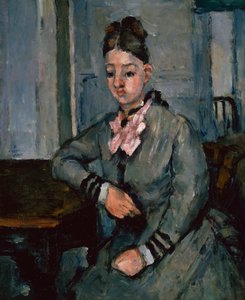 Madame Cezanne, die sich auf einen Tisch lehnt, ca. 1873 von Paul Cézanne