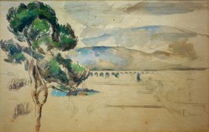 Das Tal des Arc mit Viadukt und einer Pinie