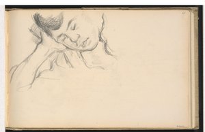 Figur, die den Kopf auf die Hand stützt von Paul Cézanne