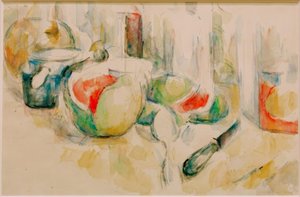 Stillleben mit angeschnittener Wassermelone