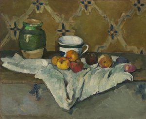 Stillleben mit Krug, Tasse und Äpfeln, ca. 1877