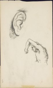 Studien nach Luca Signorelli: ein Ohr und eine Figur eines Mannes von Paul Cézanne