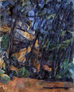 Bäume und Felsen im Park des Château Noir, ca. 1904 von Paul Cézanne