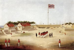 Ansicht des Forts von Honolulu, um 1853