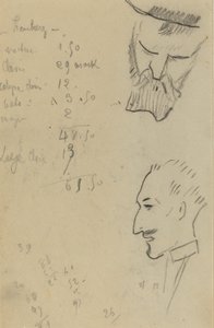 Ein bärtiger Mann und ein Mann im Profil [verso] von Paul Gauguin