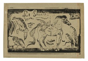 Ein Pferd und Vögel, Kopfstück für Le sourire von Paul Gauguin