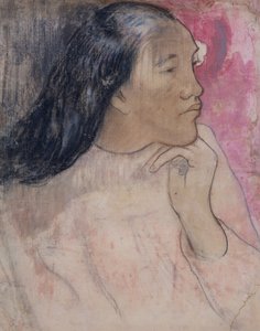 Eine tahitianische Frau mit einer Blume im Haar, 1891-92 von Paul Gauguin