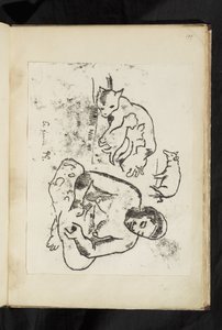 Vorher und nachher - Sitzende Frau, Katze mit Kätzchen und ein Schwein von Paul Gauguin