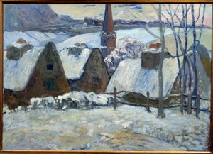 Bretonisches Dorf im Schnee 1894 von Paul Gauguin