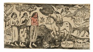 Umzug, aus der Suite der späten Holzschnittdrucke von Paul Gauguin