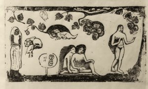 Frauen, Tiere und Laub von Paul Gauguin