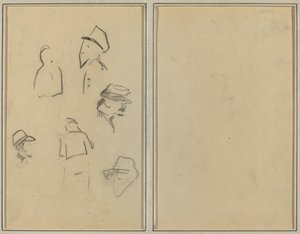 Vier Köpfe und zwei Figuren (verso) von Paul Gauguin