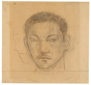 Kopf eines Tahitianers mit Profil eines zweiten Kopfes zu seiner Rechten von Paul Gauguin