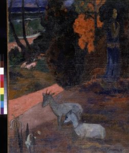 Landschaft mit zwei Ziegen von Paul Gauguin