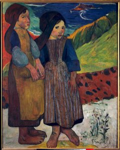 Kleine Bretonen vor dem Meer von Paul Gauguin
