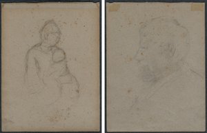 Mutter und Kind (recto); Profilbüste eines Mannes (verso) von Paul Gauguin