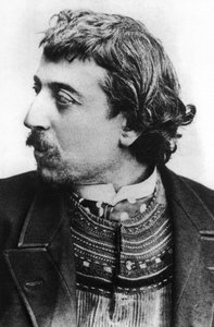 Paul Gauguin (1848-1903) französischer Maler hier in Kopenhagen im März 1891 mit einer bretonischen Strickjacke, Selbstporträt gewidmet Carriere von Paul Gauguin