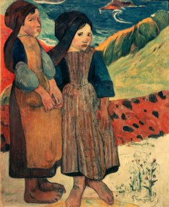 Kleine Bretoninnen am Meer von Paul Gauguin