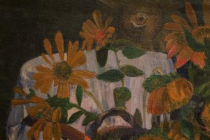 Sonnenblumen auf einem Armstuhl