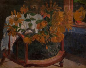 Sonnenblumen auf einem Armstuhl von Paul Gauguin