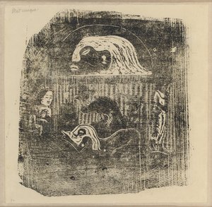 Te Atua (Die Götter) Kleine Platte [verso] von Paul Gauguin