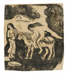 Der Raub der Europa, aus der Suite der späten Holzschnittdrucke von Paul Gauguin