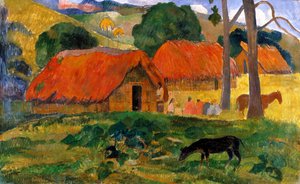 Die drei Hütten, Tahiti von Paul Gauguin