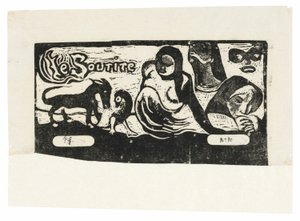 Drei Personen, eine Maske, ein Fuchs und ein Vogel, Kopfstück für Le sourire
