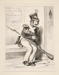 Achille Coqueron, freiwilliger Jäger der 2. Kompanie, träumt dass von Paul Gavarni
