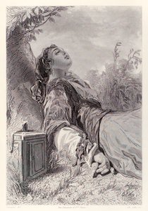 Gulliver und Glumdalclitch, aus der französischen Ausgabe von Gullivers Reisen von Jonathan Swift