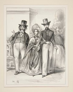 Die Lektion für den Ehemann. Charles! Charles!! Starr nicht so alle Frauen an! von Paul Gavarni