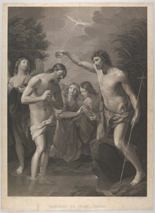 Die Taufe Christi, Johannes der Täufer rechts und Christus links, ca. 1815-72 von Paul Gleditsch