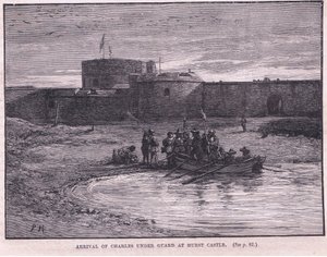 Ankunft von Karl I. unter Bewachung in Hurst Castle, 1648