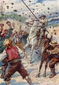 Sie bewarfen Don Quixote mit einem Steinhagel von Paul Hardy
