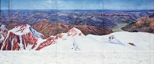 Panoramablick auf den Gipfel des Pelvoux im Massif des Ecrins, Französische Alpen
