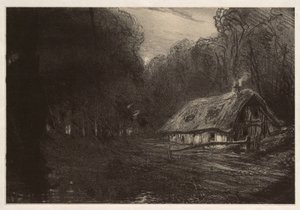 Hütte im Wald (Chaumière dans la forêt) von Paul Huet