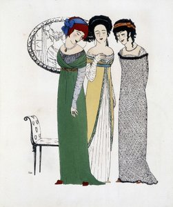 Kreation von Paul Poiret aus Les Dresses de Paul Poiret, Zeichnung von Paul Iribe. 1908 von Paul Iribe