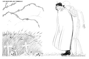 Der Tod sagt Kaiser Wilhelm, dass er niemals Brot essen wird, das aus Weizen gewachsen auf den Leichen und Gräbern französischer Soldaten gemacht wurde, 13. April 1916